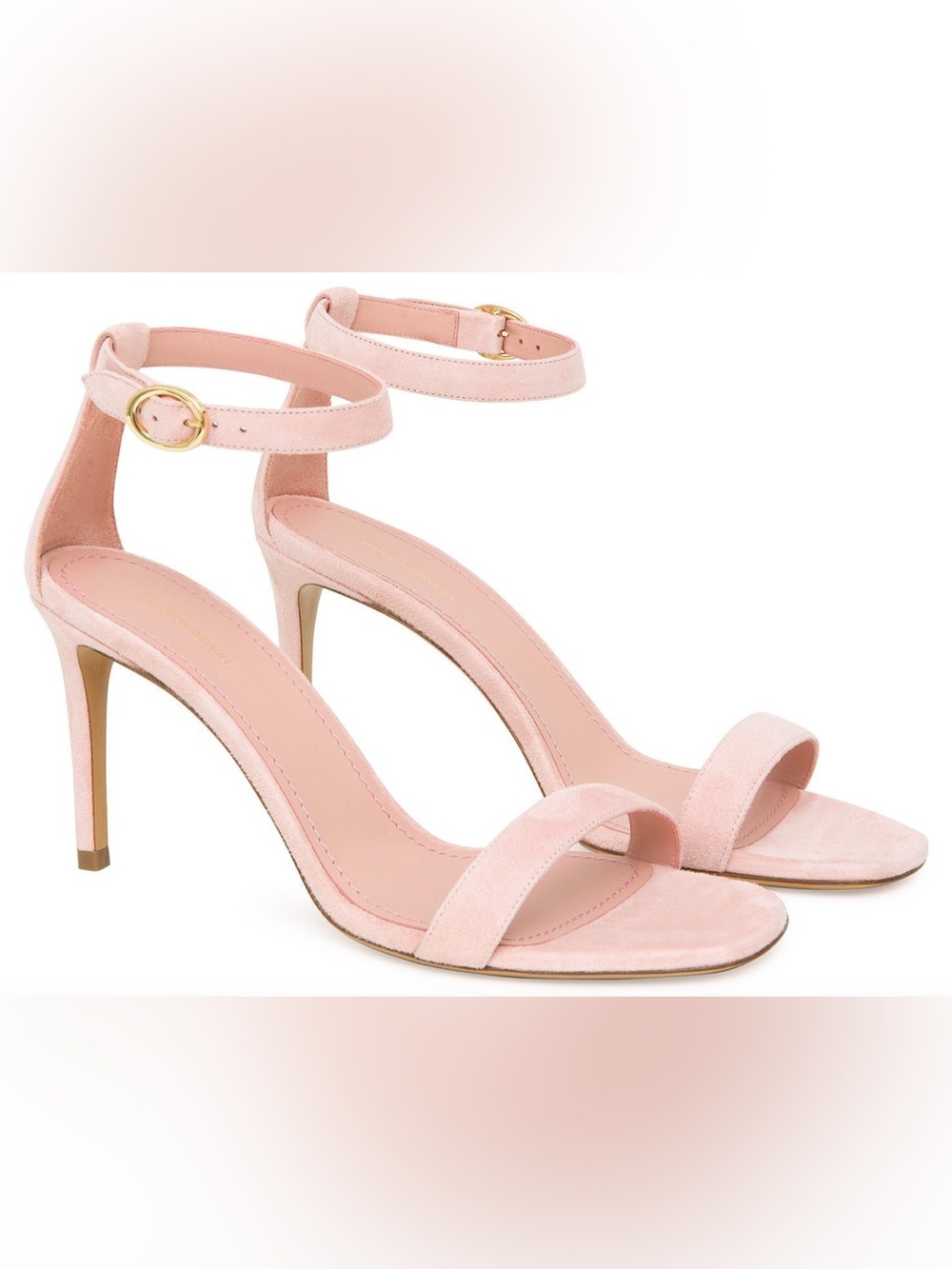 Mansur Gavriel Strappy Suede Heeled Sandals in Pink